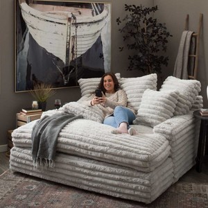 Livraison Gratuite (États-Unis, Espagne) – Ensemble Modulable de Canapé Loveseat Moderne en Velours Côtelé Épais Rayé pour Appartement et Hôtel - Product Image 1