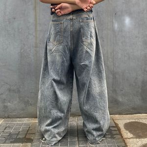 Custom High Quality Streetwear Jeans New Fashion Patchwork Color Block Embroidery Distressed Flare Baggy Denim Men's Jeans - Product Image 3
