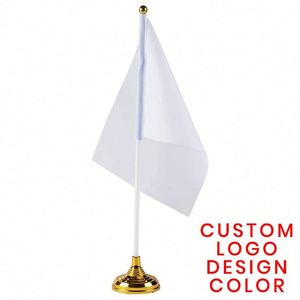 Office Custom Logo <b>Mini</b> Digital Printed Pennant Polyester Portable National <b>Desk</b> Flag Magnetic Stand - Product Image 5