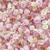 Panel de Fondo de Pared de Flores Artificiales de Seda, Rosas Rosadas Grandes, Antibacterianas, Hechas a Mano, en Rollo 3D, de 8 pies x 8 pies, para Decoración de Bodas y Eventos, Marca NINI