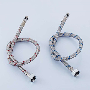 Manguera flexible trenzada de acero inoxidable de 3/8 pulgadas de diámetro interior, 4/5 pulgadas, 60 cm, 80 cm, para entrada de agua fría y caliente en grifos. - Product Image 1