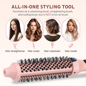 Brosse chauffante rotative en céramique pour cheveux, <span class=keywords><strong>fer</strong></span> à <span class=keywords><strong>boucler</strong></span>, outils de coiffure, brosse thermique infrarouge rotative pour grandes boucles - Product Image 2