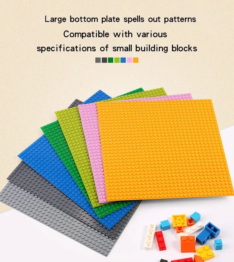 MOC Bricks 10 INCH Baseplate 32x32 Dots Plastic Classical Multi Color Base  Plates Compatible Building Brick Toys