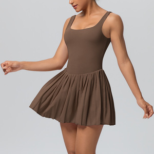 <span class=keywords><strong>Combinaison</strong></span> de yoga plissée à col carré pour <span class=keywords><strong>femme</strong></span>, 2-en-1, sans couture, avec short intégré, idéale pour le Pilates, la gym et le tennis - Product Image 4