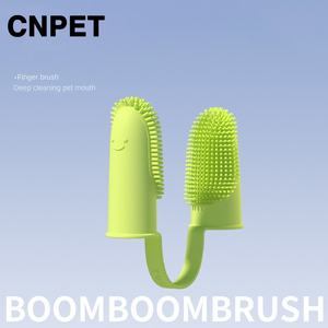 Due dita in Silicone doppio dito spazzolino da denti per cani e gatti strumento di pulizia orale cura dentale uso toelettatura - Product Image 2