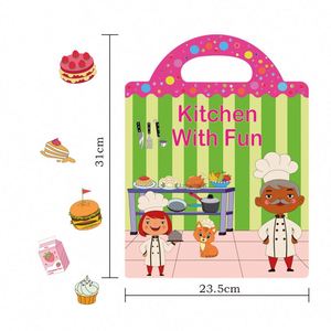 2026 Portable Sticker Book for Children Aged 2-5 <b>Repeatedly</b> Stick Kitchen Scenes Early Education Enlightenment - Product Image 5
