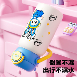 Children's Cartoon 316 Stainless Steel Insulated Water <b>Bottle</b> With Lid Double Drinking Cup Straw And Sleeve For School - Product Image 3