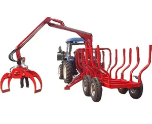 Bosbouw Machines Log Trailer Met Kraan 5 Ton Laadvermogen, Log Kraan, log Hout Crane Met Trailer Fit Voor 30-60hp Tractor