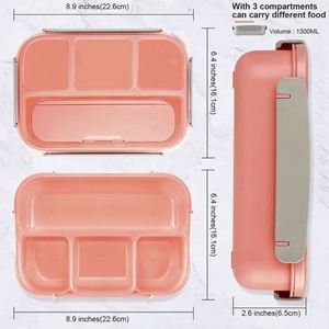 Lonchera Infantil Bento de Plástico, Contenedores de Plástico para Almuerzo, Lonchera Bento de 4 Compartimentos para Adultos/Niños Pequeños, Apta para Congelador - Product Image 6