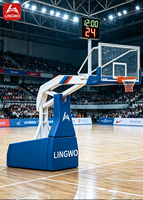 Support mobile de panier de basket en métal réglable en hauteur avec minuteur 24 secondes et panier détachable pour montage extérieur