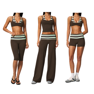 Conjunto de Yoga Personalizado para Mujer, Top Deportivo Halter Corto, Pantalones de Cintura Alta, Ropa Deportiva de Secado Rápido - Product Image 1