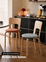 Chaise de salle à manger en bois massif de style moderne du milieu du siècle et tabouret en bois naturel pour petit appartement, bureau à domicile, mobilier au design durable