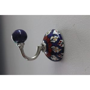 Floral Ceramic Wall Hook <b>Hanger</b> Beautifully Colored Bath Towel <b>Key</b> Red White Blue Leaf Design Wall Organizer - Product Image 6
