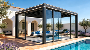 Pérgola de aluminio para exteriores RKOVE con persianas 4x4m impermeable para jardín o patio trasero - Product Image 5