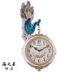 Peacock Double-Sided <b>Wall</b> <b>Clock</b> Battery Operated Living Room <b>Decorative</b> <b>Wall</b>-Mounted <b>Clock</b> - Product Image 4