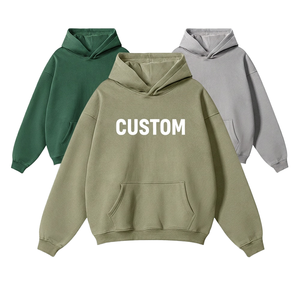 Custom Logo Heavyweight <b>Men</b> Hoodie No String Luxury Streetwear Custom Logo French Terry <b>Pullover</b> Oversized Graphic Sweatshirt - Product Image 1