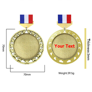 Wholesale Fast Shipping Zinc Alloy DIY Blank Medals with Neck <b>Ribbon</b> for Laser Engraving - Product Image 2