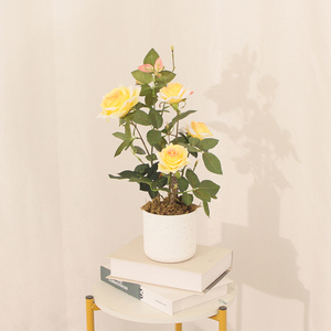 Arbre de Camélia Artificiel de Haute Qualité Rouge/Jaune <span class=keywords><strong>en</strong></span> Pot pour Décoration Intérieure/Extérieure et Aménagement Paysager (Plante de Rose) - Product Image 3