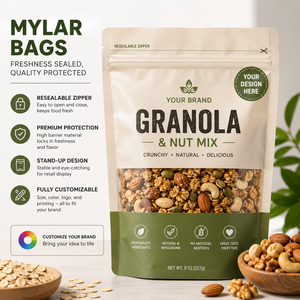 Bolsas <span class=keywords><strong>de</strong></span> Mylar con Ventana Transparente para Almacenamiento <span class=keywords><strong>de</strong></span> Granola, <span class=keywords><strong>Avena</strong></span>, Frutos Secos y Snacks, Bolsa con Cierre Hermético Resellable y Termosellable - Product Image 2