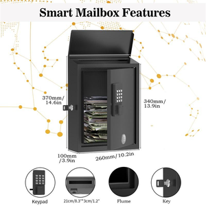 Buzón de metal inteligente montado en la pared Buzón <span class=keywords><strong>digital</strong></span> de gran capacidad E-Lock Diseño moderno resistente a la intemperie Impermeable al aire libre - Product Image 4