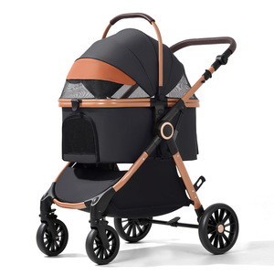<span class=keywords><strong>Poussette</strong></span> pour animaux de compagnie légère à empattement élargi, pliage à une touche, charge maximale 25 kg, chariot pour chiens et chats de petite et moyenne taille, pour les sorties en extérieur - Product Image 2