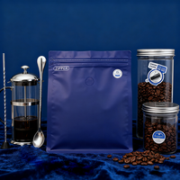 250g 500g 1kg feuille sac de grains de café fermeture éclair refermable debout pochette à fond plat sacs en plastique grains de café emballage avec valve