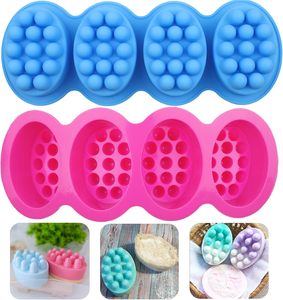 4 Cavity Oval Shaped Massage Silicone Body <b>Soap</b> <b>Mold</b> LFGB Food Grade Non Stick BPA Free Handmade <b>Soap</b> Mould - Product Image 1