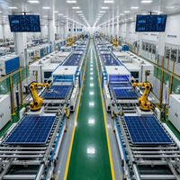 Ligne d'assemblage automatique de panneaux solaires avec manutention robotisée, soudage par fil rond et inspection vidéo