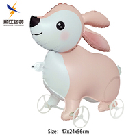 Nouveauté Ballon en feuille de dessin animé de grande taille sur le thème des animaux Dinosaure Voiture avec roues Ballons animaux marcheurs pour enfants Fête scolaire