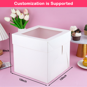 Hộp bánh hình vuông màu trắng cao với cửa sổ <span class=keywords><strong>8</strong></span> 10 12 inch lấy đi hộp cho đám cưới sinh nhật Bánh tráng miệng biểu tượng tùy chỉnh hộp bánh - Product Image 3