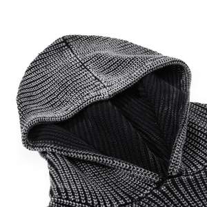 Tùy Chỉnh Punk Retro Lỏng Người Đàn Ông Giản Dị Của Mùa Thu Mùa Đông 100% Cotton Chống-Pilling 280G Áo Thun Đau Khổ Rửa Rắn Dệt Kim - Product Image 3