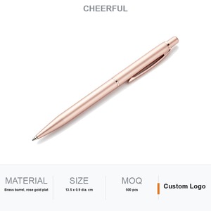 Stylo gel or rose, corps métallique fin, action rotative, 0,5 mm, logo personnalisé, cadeau promotionnel de papeterie - Product Image 1