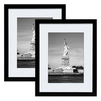 Marco de Fotos de Plástico de 12x16 Pulgadas con Paspartú, Marcos de Fotos Negros para Montar en la Pared, Marco de Fotos en Oferta para Decoración del Hogar