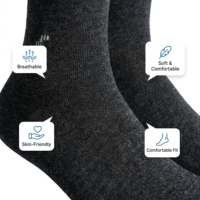 Chaussettes mi-mollet gris foncé mélangé pour hommes, avec mini-détail brodé, ultra-extensibles, confortables, pour le bureau, décontractées, pour l'extérieur et le sport
