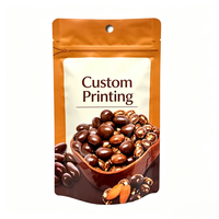 Sachet en plastique PE noir irrégulier imprimé sur mesure, 60 ml, avec trou de suspension et fermeture éclair, pour aliments pour bébés, fruits confits et snacks