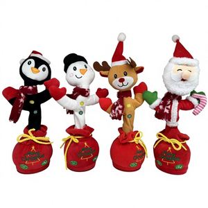 Animal Themed Pp Cotton Electric Musical Holiday <b>Decoration</b> <b>Christmas</b> Party Dancing <b>Singing</b> Santa Doll - Product Image 1