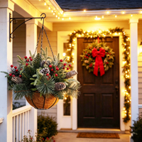 Ramillete de Ramas de Pino Navideñas Artificiales, Ramitas de Pino Escarchadas con Bayas Rojas y Piñas para Decoración de Mesa Navideña y Decoración del Hogar