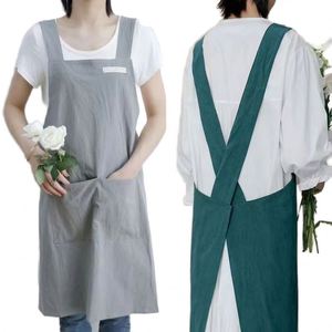 Robe tablier japonaise en coton et lin doux, à dos croisé, durable, avec poches, sans nœud, idéale pour Noël - Product Image 1