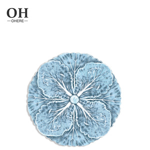 Assiettes de <span class=keywords><strong>service</strong></span> en <span class=keywords><strong>porcelaine</strong></span> fine bleue personnalisées et écologiques pour mariages et fêtes – Assiettes de présentation en céramique vernissée - Product Image 4