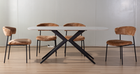 Mobilier de salle à manger personnalisé moderne, léger, de luxe, sur pieds en céramique, en verre trempé