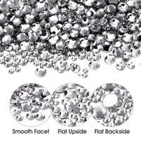 12 grilles multi-tailles verre dos plat ongles strass SS6-SS30 cristal AB clair rond paillettes gemme pour bricolage décorations d'art d'ongle