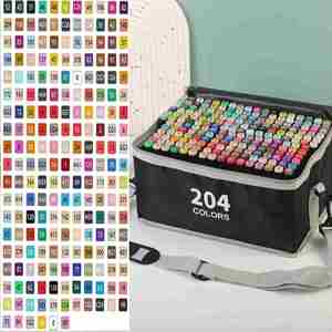 Ensemble de marqueurs permanents en plastique à double embout de 6 mm pour le dessin et la conception graphique, 168 couleurs en stock - Product Image 3