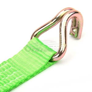 Sangle d'arrimage à cliquet de 2 pouces, 4400 LBS, avec double crochet en J, verte, pour fourgons logistiques - Product Image 4
