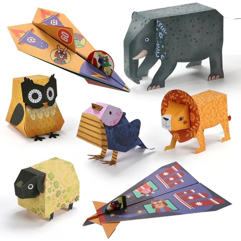 3D Origami paper DIY cute owl creatures to make using modular folded paper arts &crafts triangles toy Paper Craft Origami Toy
