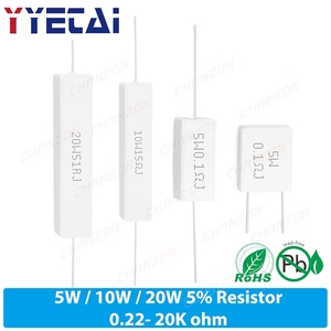Lot de 10 résistances en céramique bobinées 5W 10W 20W 0.1 0.15 0.5 2 15 20 25 30 33 100 330 1K 20K Ohm 5 10 20 <span class=keywords><strong>Watt</strong></span> Résistance au ciment - Product Image 1