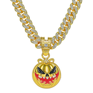 Collar con Colgante Circular Personalizado con Forma de Calabaza, Serie Halloween, Estilo Hiphop, para Hombre, Venta al Por Mayor de Joyería - Product Image 6
