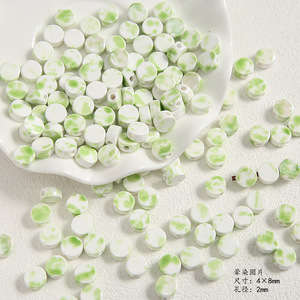 Cuentas de Cerámica de la Serie Verde Fresca, Hechas a Mano, con Forma de Estrella de Mar y Flores, Diversas Formas, para Pulseras Decorativas, Venta al por Mayor de Fábrica - Product Image 2