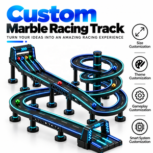 Ensemble de course de billes professionnel de grande taille avec circuit de jeu personnalisé en blocs, pour jeu de flipper, piste de course de billes DIY, jeu de billard et circuit de course de billes - Product Image 1