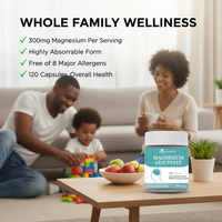 Capsules de glycinate de magnésium végétalien Kangherb pour le soulagement du stress, l'amélioration du sommeil et le soutien de la mémoire - Utilisation pour adultes, 120 capsules