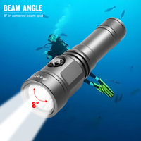 Lampe de plongée LED 2100 lumens en aluminium, batterie 21700 intégrée, lampe torche de plongée sous-marine, charge Type-C, étanche